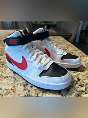 Nike Kids High-Top Sneakers - White, Black & Red